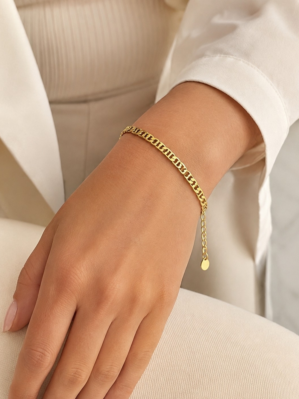 Gold Tone Chain Link Bracelet - Women Jewelry